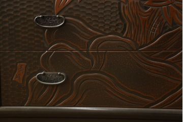 中古　美品　鎌倉彫り　中桐箪笥(チェスト、和箪笥、衣装箪笥、洋服タンス、桐たんす)(R-049895)