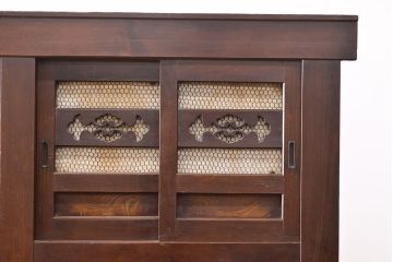 和製アンティーク　明治期　前面ヒノキ材　使い勝手の良い薄型!　近江箪笥の水屋サイドボード(収納棚、キャビネット)(R-049898)