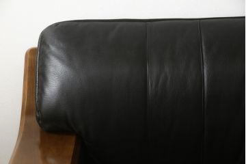 中古　美品　富士ファニチア(富士ファニチュア、フジファニチュア、FUJI FURNITURE、富士ファニチャー)　本革製三人掛けソファ(3Pソファ)(R-049900)