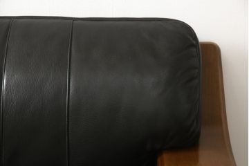 中古　美品　富士ファニチア(富士ファニチュア、フジファニチュア、FUJI FURNITURE、富士ファニチャー)　本革製三人掛けソファ(3Pソファ)(R-049900)