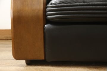 中古　美品　富士ファニチア(富士ファニチュア、フジファニチュア、FUJI FURNITURE、富士ファニチャー)　本革製三人掛けソファ(3Pソファ)(R-049900)