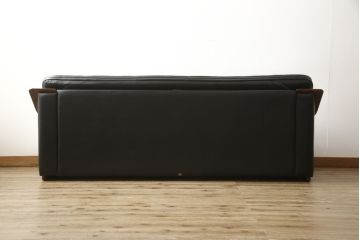 中古　美品　富士ファニチア(富士ファニチュア、フジファニチュア、FUJI FURNITURE、富士ファニチャー)　本革製三人掛けソファ(3Pソファ)(R-049900)