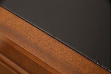 中古　DREXEL HERITAGE(ドレクセルヘリテイジ)　Triune(トライユン)　レザートップが格好いいマホガニー材製のデスク(両袖机、在宅ワーク、在宅用ワークデスク)(定価約75万円)(R-049901)