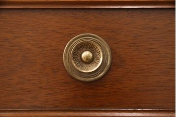 中古　DREXEL HERITAGE(ドレクセルヘリテイジ)　Triune(トライユン)　レザートップが格好いいマホガニー材製のデスク(両袖机、在宅ワーク、在宅用ワークデスク)(定価約75万円)(R-049901)