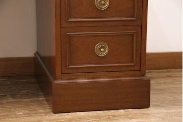 中古　DREXEL HERITAGE(ドレクセルヘリテイジ)　Triune(トライユン)　レザートップが格好いいマホガニー材製のデスク(両袖机、在宅ワーク、在宅用ワークデスク)(定価約75万円)(R-049901)
