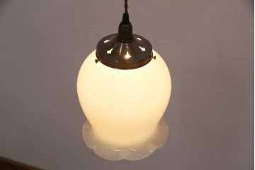 昭和レトロ　ビンテージ照明　フリルシェードが可愛らしいペンダントライト(天井照明、吊り下げ照明、シェード、ヴィンテージ)(R-049920)