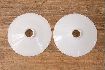 アンティーク照明　レトロな平笠シェードのペンダントライト2個セット(天井照明、吊り下げ照明、電笠)(R-049922)