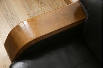 中古　美品　富士ファニチア(富士ファニチュア、フジファニチュア、FUJI FURNITURE、富士ファニチャー)　本革製1人掛けソファ(1Pソファ)(R-049924)