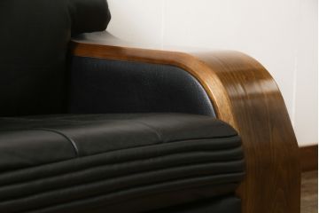 中古　美品　富士ファニチア(富士ファニチュア、フジファニチュア、FUJI FURNITURE、富士ファニチャー)　本革製1人掛けソファ(1Pソファ)(R-049924)