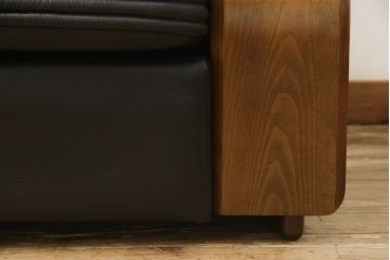 中古　美品　富士ファニチア(富士ファニチュア、フジファニチュア、FUJI FURNITURE、富士ファニチャー)　本革製1人掛けソファ(1Pソファ)(R-049925)