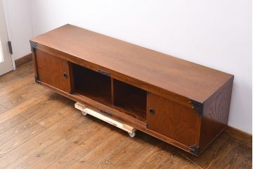 ヴィンテージ家具　民芸家具　岩谷堂箪笥　選べる!脚付きリメイク・台輪製作　和モダンな空間にも取り入れやすいローボード(リビングボード、テレビ台、テレビボード、ビンテージ)(R-049926)