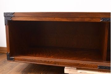 ヴィンテージ家具　民芸家具　岩谷堂箪笥　選べる!脚付きリメイク・台輪製作　和モダンな空間にも取り入れやすいローボード(リビングボード、テレビ台、テレビボード、ビンテージ)(R-049926)