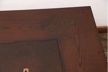 中古　九州民芸家具　ケヤキ材　和モダンな空間づくりにおすすめの囲炉裏テーブル(ダイニングテーブル、木製火鉢)(R-049931)