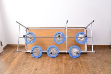 見た目のユニークさと機能性を兼ね備えた格納スツール6脚付きテーブル(6人用ダイニングテーブル、作業台)(R-049932)