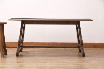 ビンテージ　神戸洋家具　永田良介商店　ガラス天板付き　シックなセンターテーブル(サイドテーブル、ヴィンテージ)(R-049934)
