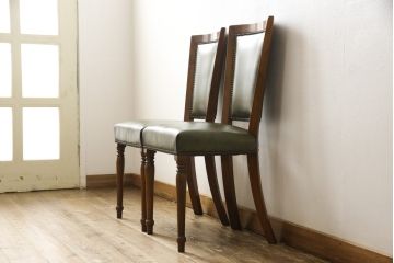 中古　美品　展示品　バロッサバレンティ(VARO,S.A. VALENTI)　本革　エレガントで気品漂うダイニングチェア2脚セット(椅子)(R-049942)