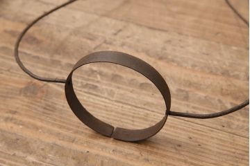 和製アンティーク　平芯5分芯　ピンクの縁が可愛らしいアクセントのオイルランプ(ハンギングランプ、吊り下げランプ、ランタン)(R-049949)