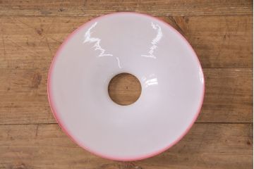 和製アンティーク　平芯5分芯　ピンクの縁が可愛らしいアクセントのオイルランプ(ハンギングランプ、吊り下げランプ、ランタン)(R-049949)