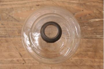 和製アンティーク　平芯5分芯　ピンクの縁が可愛らしいアクセントのオイルランプ(ハンギングランプ、吊り下げランプ、ランタン)(R-049949)