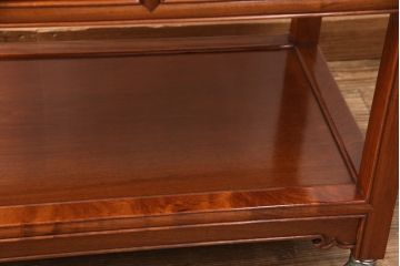 中古　高級家具　トレー付き　温かな雰囲気を醸しだすカリン材製のキッチンワゴン(キャビネット、サイドテーブル、トロリー、花梨材)(R-049962)