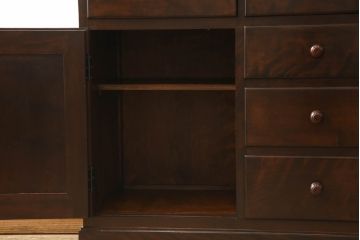 中古　美品　松本民芸家具　収納力たっぷりの高級感漂うD型食器棚(カップボード、飾り棚、収納棚、本箱)(R-049963)