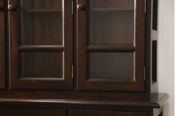 中古　美品　松本民芸家具　収納力たっぷりの高級感漂うD型食器棚(カップボード、飾り棚、収納棚、本箱)(R-049963)