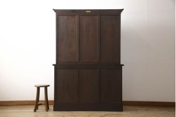中古　美品　松本民芸家具　収納力たっぷりの高級感漂うD型食器棚(カップボード、飾り棚、収納棚、本箱)(R-049963)
