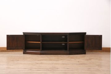ビンテージ　北海道民芸家具　希少な絶版品!　落ち着いた木の色合いが魅力的なテレビ台(テレビボード、ローボード、ヴィンテージ)(R-049966)