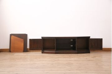 ビンテージ　北海道民芸家具　希少な絶版品!　落ち着いた木の色合いが魅力的なテレビ台(テレビボード、ローボード、ヴィンテージ)(R-049966)
