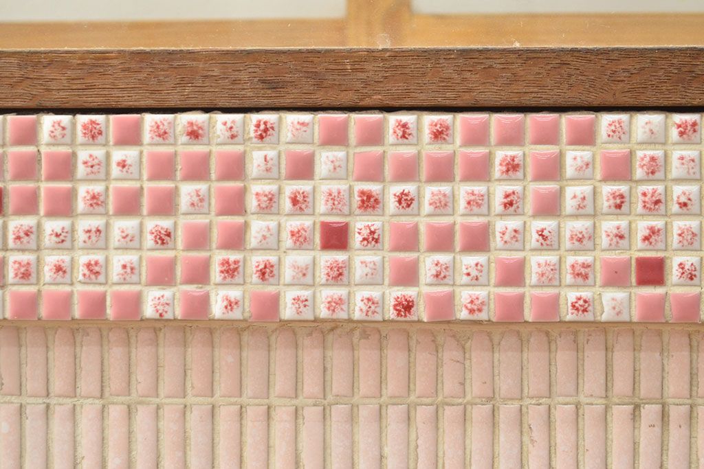 和製アンティーク　希少!　タイル付きの可愛いタバコ屋ガラスケース(ショーケース、陳列棚)(R-049970)