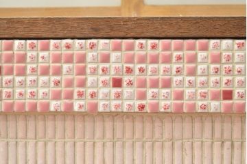 和製アンティーク　希少!　タイル付きの可愛いタバコ屋ガラスケース(ショーケース、陳列棚)(R-049970)