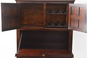 中古　美品　松本民芸家具　コレクションにもおすすめ!クラシックな雰囲気が格好いいS.P型ワインボード(ワインラック、収納棚、戸棚、キャビネット、SP型)(定価約99万円)(R-049972)