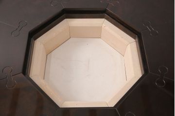 中古　民芸家具　美品　星野民芸(星野民藝)　桜材　激レア品!　存在感を放つ八角炉+椅子4脚セット(ダイニングテーブル、囲炉裏、ダイニングセット)(定価約120万円)(R-049974)