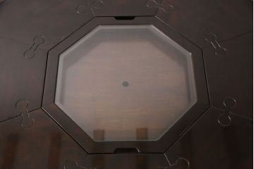 中古　民芸家具　美品　星野民芸(星野民藝)　桜材　激レア品!　存在感を放つ八角炉+椅子4脚セット(ダイニングテーブル、囲炉裏、ダイニングセット)(定価約120万円)(R-049974)