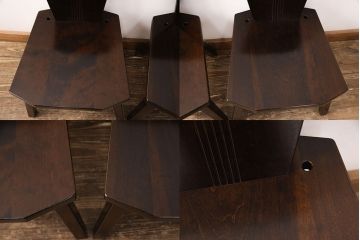中古　民芸家具　美品　星野民芸(星野民藝)　桜材　激レア品!　存在感を放つ八角炉+椅子4脚セット(ダイニングテーブル、囲炉裏、ダイニングセット)(定価約120万円)(R-049974)