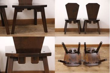 中古　民芸家具　美品　星野民芸(星野民藝)　桜材　激レア品!　存在感を放つ八角炉+椅子4脚セット(ダイニングテーブル、囲炉裏、ダイニングセット)(定価約120万円)(R-049974)