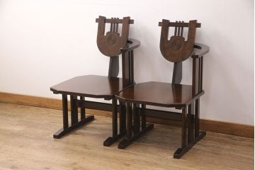 中古　民芸家具　美品　星野民芸(星野民藝)　桜材　激レア品!　存在感を放つ八角炉+椅子4脚セット(ダイニングテーブル、囲炉裏、ダイニングセット)(定価約120万円)(R-049974)