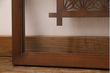 和製アンティーク　ディスプレイとしてもおすすめ!片面ガラス入りの組子欄間(明かり取り、明り取り)(R-049975)