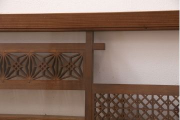 和製アンティーク　ディスプレイとしてもおすすめ!片面ガラス入りの組子欄間(明かり取り、明り取り)(R-049975)