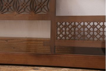 和製アンティーク　ディスプレイとしてもおすすめ!片面ガラス入りの組子欄間(明かり取り、明り取り)(R-049975)