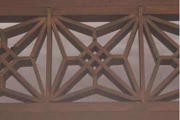 和製アンティーク　ディスプレイとしてもおすすめ!片面ガラス入りの組子欄間(明かり取り、明り取り)(R-049975)