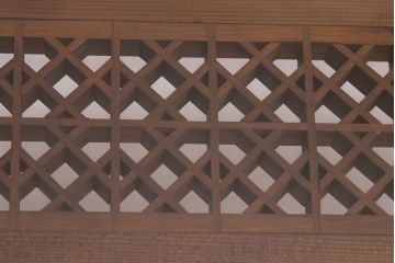 和製アンティーク　ディスプレイとしてもおすすめ!片面ガラス入りの組子欄間(明かり取り、明り取り)(R-049975)