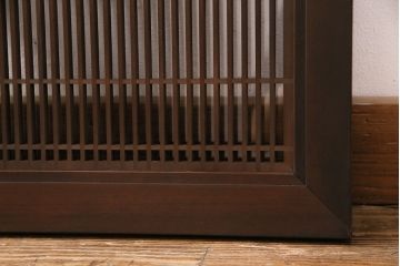 和製アンティーク　片面ガラス入り　細かい格子と松皮菱文様の組子が優美な欄間(明かり取り、明り取り)(R-049976)