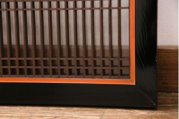 和製アンティーク　片面ガラス　整然と並ぶ桟が凛とした雰囲気を演出する筬欄間(オサランマ、明かり取り、明り取り、建具)(R-049978)