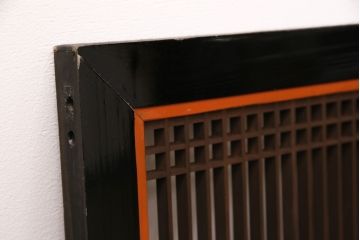 和製アンティーク　片面ガラス　整然と並ぶ桟が凛とした雰囲気を演出する筬欄間(オサランマ、明かり取り、明り取り、建具)(R-049978)
