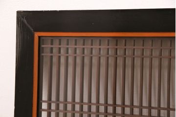 和製アンティーク　片面ガラス　整然と並ぶ桟が凛とした雰囲気を演出する筬欄間(オサランマ、明かり取り、明り取り、建具)(R-049978)