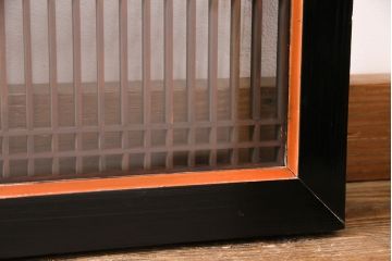 和製アンティーク　片面ガラス　整然と並ぶ桟が凛とした雰囲気を演出する筬欄間(オサランマ、明かり取り、明り取り、建具)(R-049978)