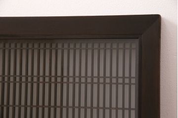 アンティーク建具 両面ガラス入り 角麻の組子が美しい欄間(明り取り、明かり取り)(R-049980)