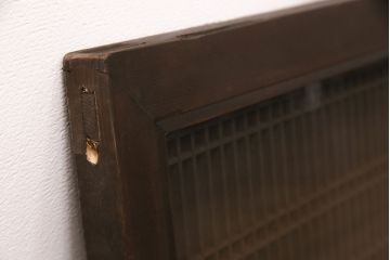 アンティーク建具 両面ガラス入り 角麻の組子が美しい欄間(明り取り、明かり取り)(R-049980)