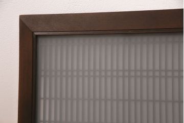 アンティーク建具 両面ガラス入り 角麻の組子が美しい欄間(明り取り、明かり取り)(R-049980)